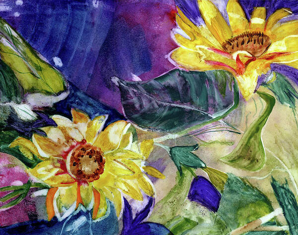  Watercolor Art Print featuring the painting Luminous Sunflowers by Genevieve Holland