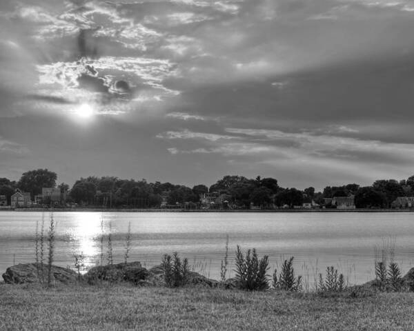 Salem Art Print featuring the photograph Sunrays over Collins Cove Black and White by Toby McGuire