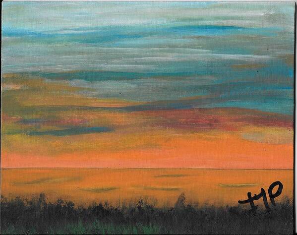 Sun Art Print featuring the painting Sunset Overseas by Esoteric Gardens KN