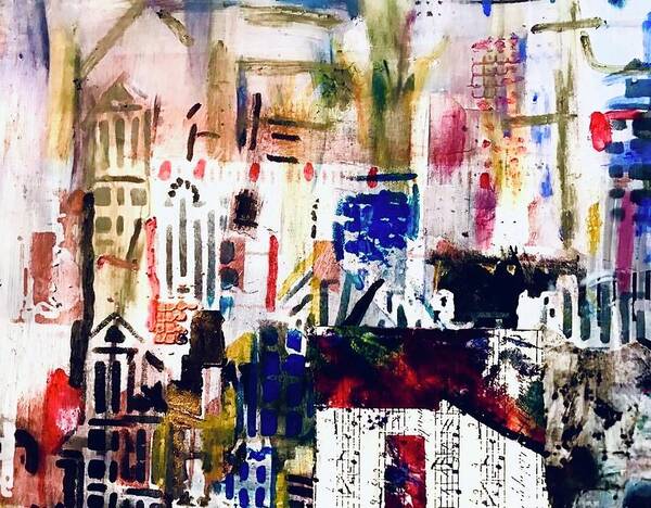 Houses Art Print featuring the painting Symphony Village by Tommy McDonell