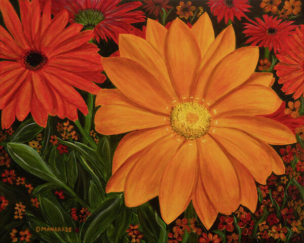 Flor Art Print featuring the painting Tangerine Punch by Donna Manaraze