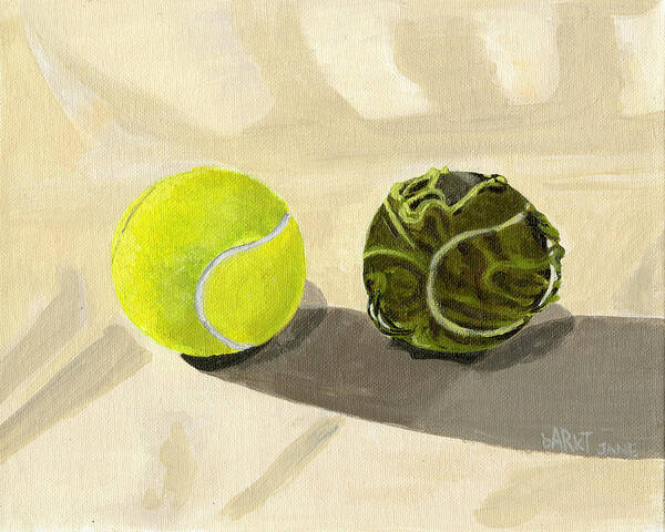 Still Life Art Print featuring the painting Tennis balls by Jane Dunn Borresen
