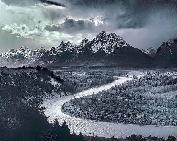 Tetons And The Snake River Art Print featuring the digital art Tetons And The Snake River by Ansel Adams