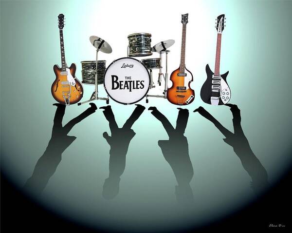 The Beatles Art Print featuring the digital art The Beatles by Yelena Day