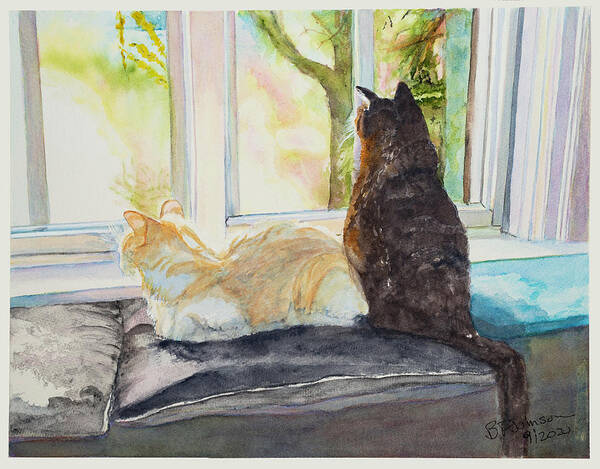 Cats Art Print featuring the painting The Boys by Barbara F Johnson
