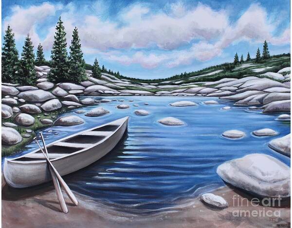 Canoe Art Print featuring the painting The Canoe by Elizabeth Robinette Tyndall