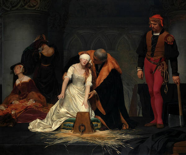 Paul Delaroche Art Print featuring the painting The Execution of Lady Jane Grey, 1833 by Paul Delaroche