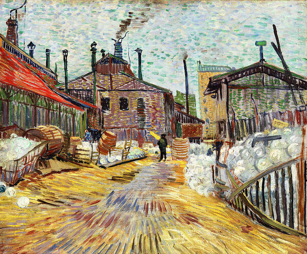 Vincent Art Print featuring the painting The Factory by Vincent Van Gogh circa 1887 by Vincent Van Gogh