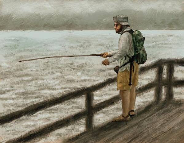 Fishing Art Print featuring the digital art The Fisherman by Larry Whitler