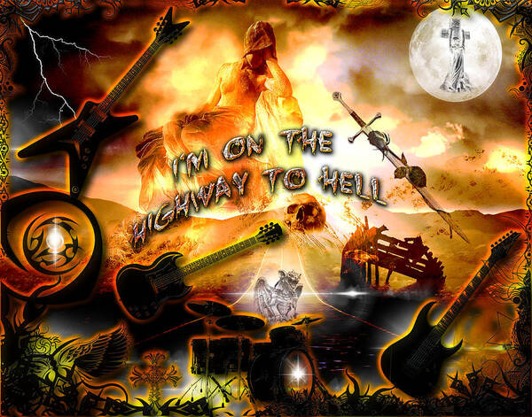 Classic Rock Art Print featuring the digital art The Highway To Hell by Michael Damiani