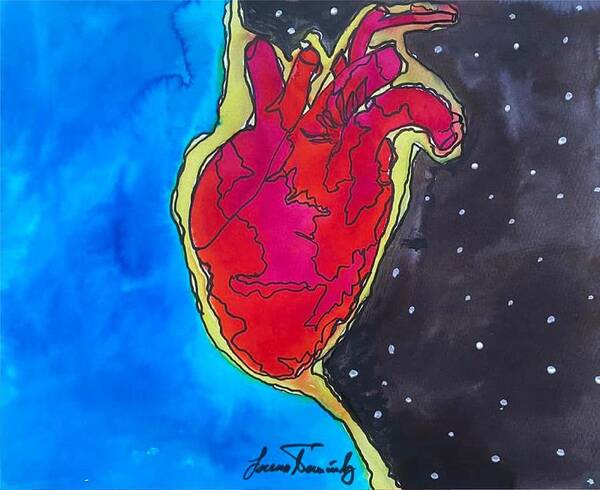 Heart Art Print featuring the painting The Resilient Heart by Lorena Fernandez
