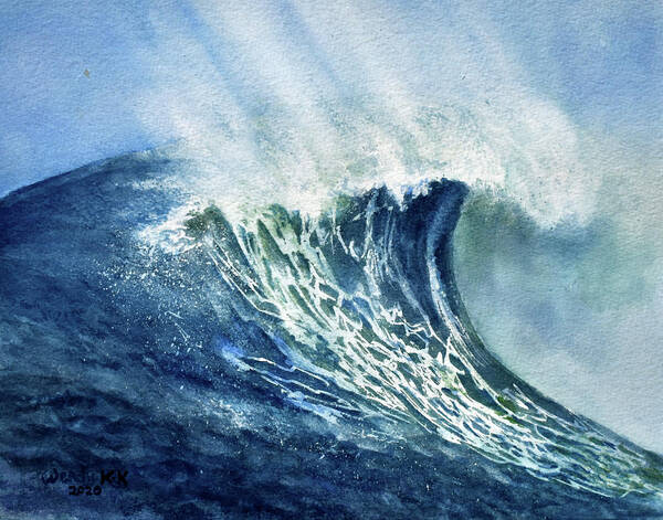 Ocean Art Print featuring the painting The Wave by Wendy Keeney-Kennicutt