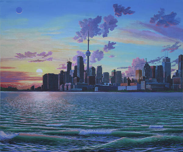 Toronto Art Print featuring the painting Toronto at Sunset by Michael Goguen