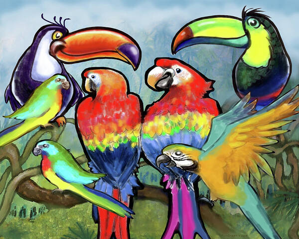 Bird Art Print featuring the painting Tropical Birds by Kevin Middleton