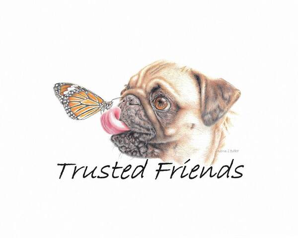 Monarch Art Print featuring the drawing Trusted Friends by Karrie J Butler