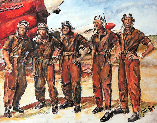 Tuskegee Airmen Art Print featuring the painting Tuskegee Airmen by John Bohn