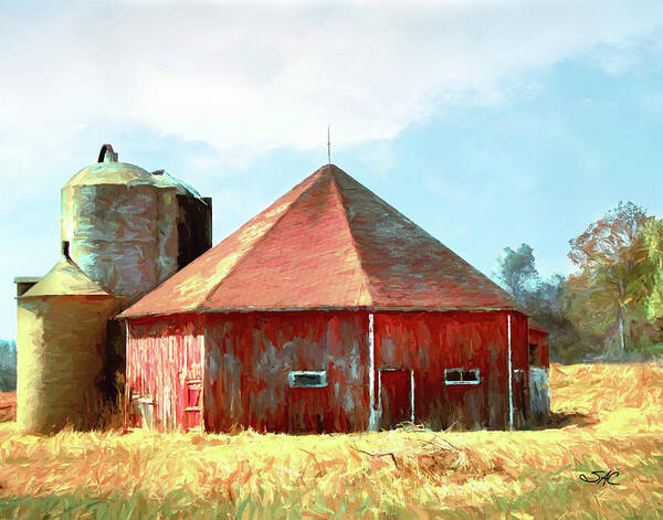  Art Print featuring the digital art Twin Creeks Octagonal Barn by Stacey Carlson