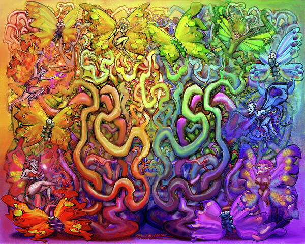 Twisted Art Print featuring the digital art Twisted Rainbow Magic by Kevin Middleton