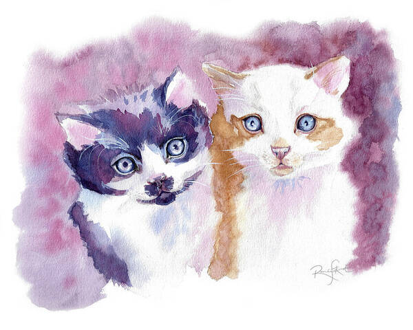 Kittens Art Print featuring the painting Two Kittens Watercolour by Renee Forth-Fukumoto