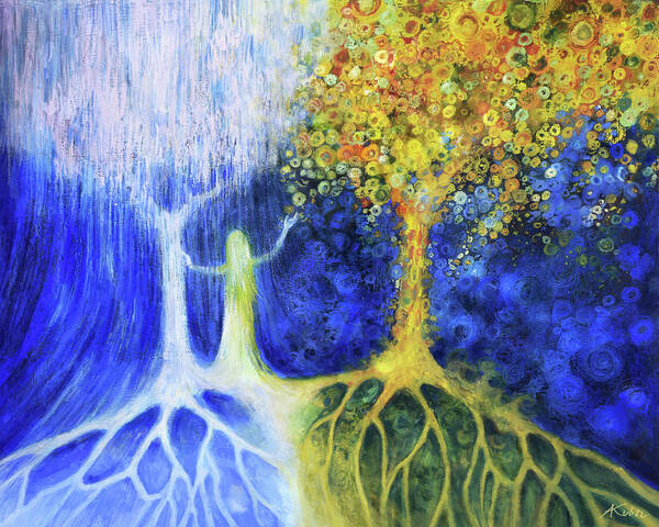 Tolkien Art Print featuring the painting Two Trees of Valinor by Anna Kulisz