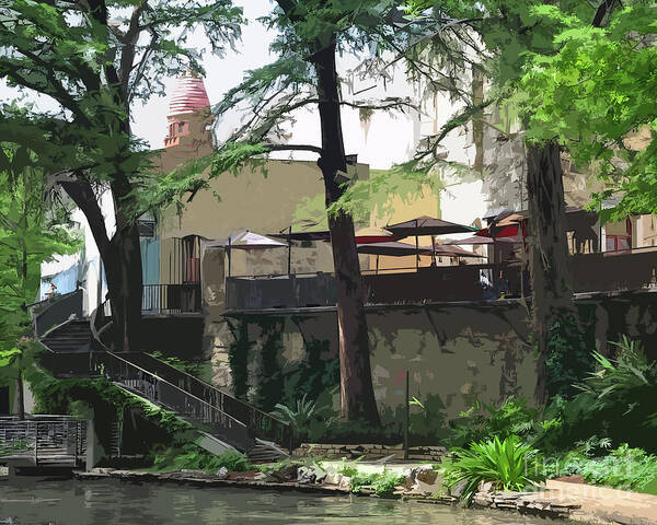 San-antonio Art Print featuring the digital art Up To The Cafe by Kirt Tisdale