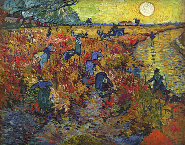 Vincent Art Print featuring the painting Van Gogh The Red Vineyard - Circa 1888 by Vincent Van Gogh