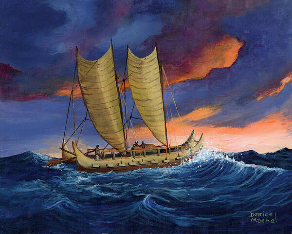 Voyaging Art Print featuring the painting Voyaging Canoe by Darice Machel McGuire