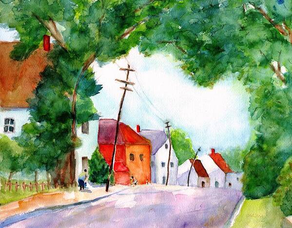 Houses Art Print featuring the painting Watercolor Painting of Cottage Street by Carlin Blahnik CarlinArtWatercolor