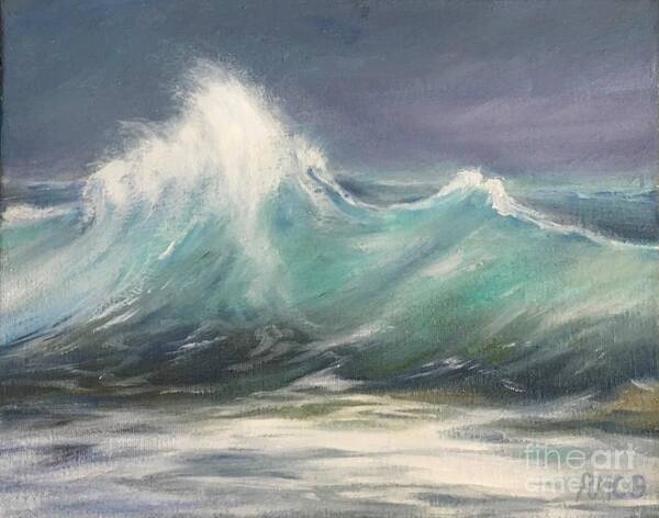 Waves Art Print featuring the painting Wave Watching by Rose Mary Gates