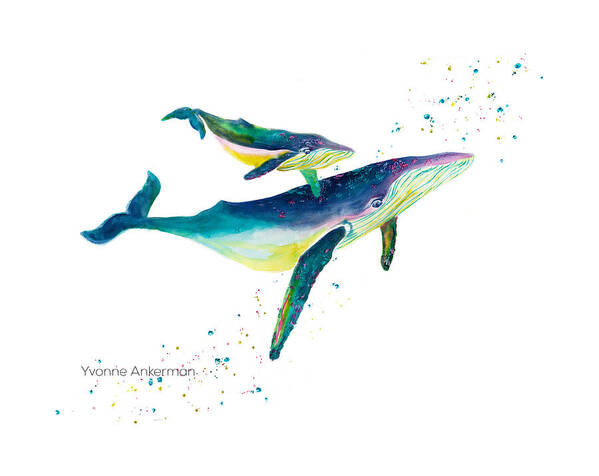 Whale Art Print featuring the painting Whale of a time by Yvonne Ankerman
