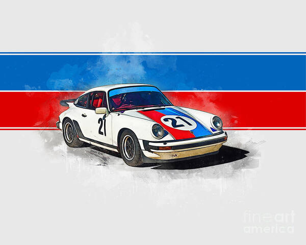 Motorsport Art Print featuring the photograph White Porsche 911 by Stuart Row