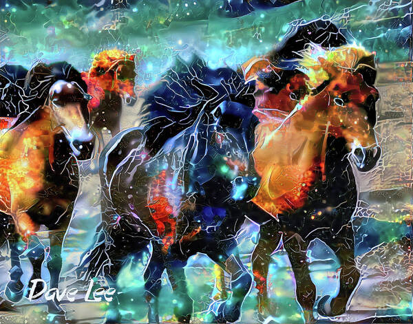 Horses Art Print featuring the digital art Wild Horse Energy by Dave Lee