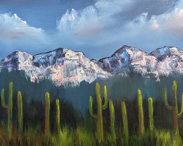 Landscape Art Print featuring the painting Winter in the Desert by Evelyn Snyder