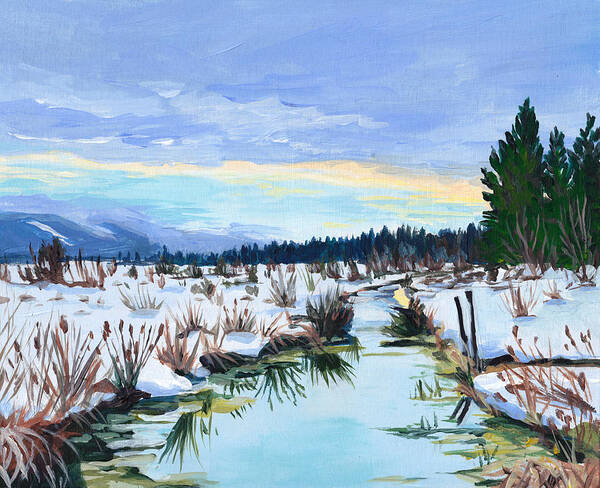Winter Art Print featuring the painting Winter Twilight by Anisa Asakawa