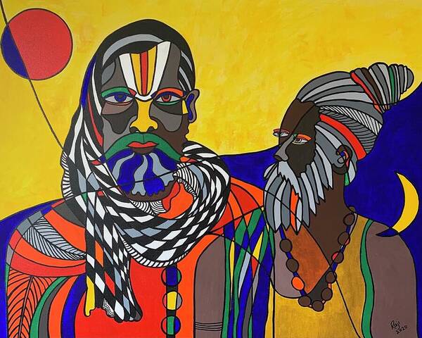 Cubism Art Print featuring the painting Wise Men by Raji Musinipally