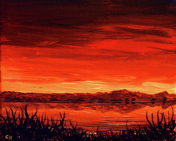 Wyoming Art Print featuring the painting Wyoming Sunset over Festo Lake and Laramie Peak by Chance Kafka