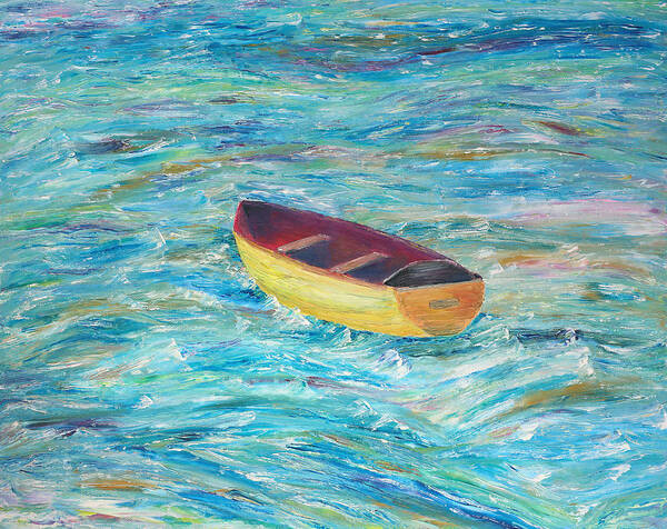 Boats Art Print featuring the painting Yellow Boat by Elizabeth Lock