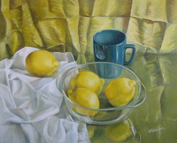 Still Life Art Print featuring the painting Yellow by Elena Oleniuc