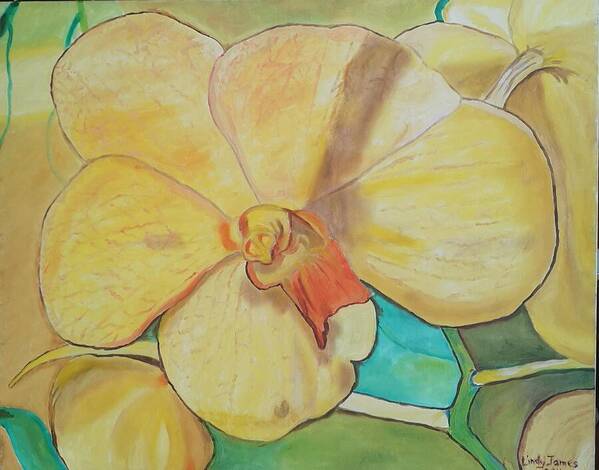 Flowers Art Print featuring the painting Yellow Orchid by Jennylynd James