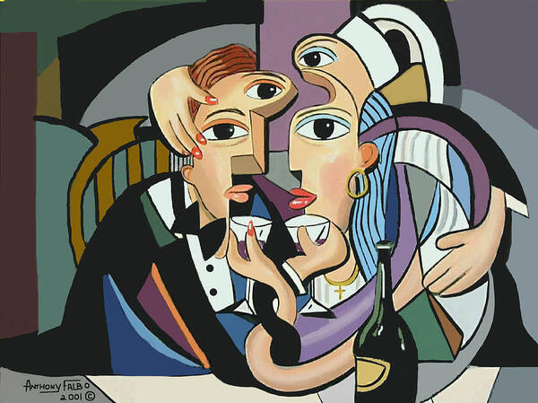  A Cubist Wedding Art Print featuring the painting A Cubist Wedding by Anthony Falbo