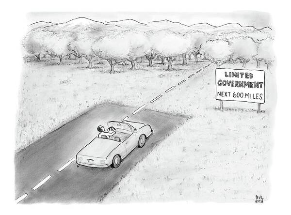 Road Art Print featuring the drawing Limited Government by Paul Noth