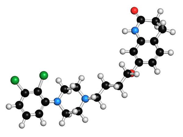 Aripiprazole Art Print featuring the photograph Aripiprazole Antipsychotic Drug Molecule #1 by Molekuul