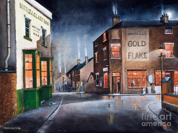 England Art Print featuring the painting Black Country Village Centre - England by Ken Wood