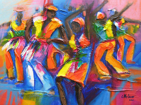 Abstract Art Print featuring the painting Carnival Jump Up by Cynthia McLean