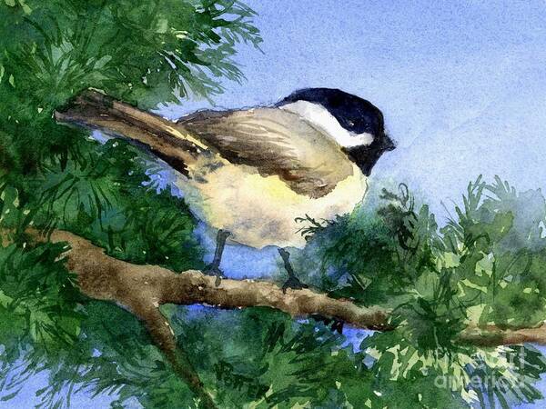 Bird Art Print featuring the painting Chickadee #1 by Virginia Potter
