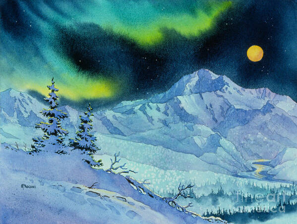 Denali Night Art Print featuring the painting Denali Night by Teresa Ascone