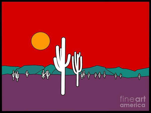 Desert Sunset Art Print featuring the painting Desert Sunset #2 by Two Hivelys