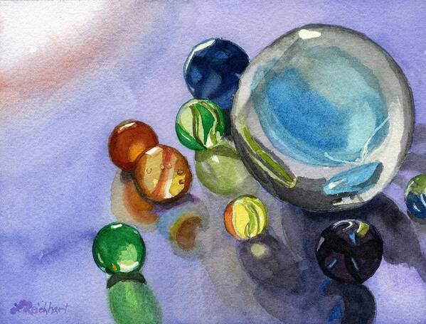 Marbles Art Print featuring the painting Found my marbles by Lynne Reichhart