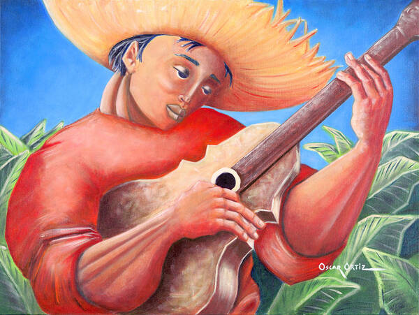 Puerto Rico Art Print featuring the painting Hidalgo Campesino by Oscar Ortiz
