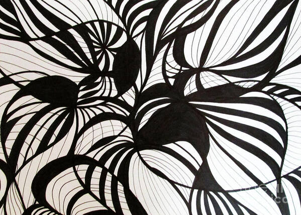 Black And White Art Print featuring the drawing Hostas #1 by Lynellen Nielsen